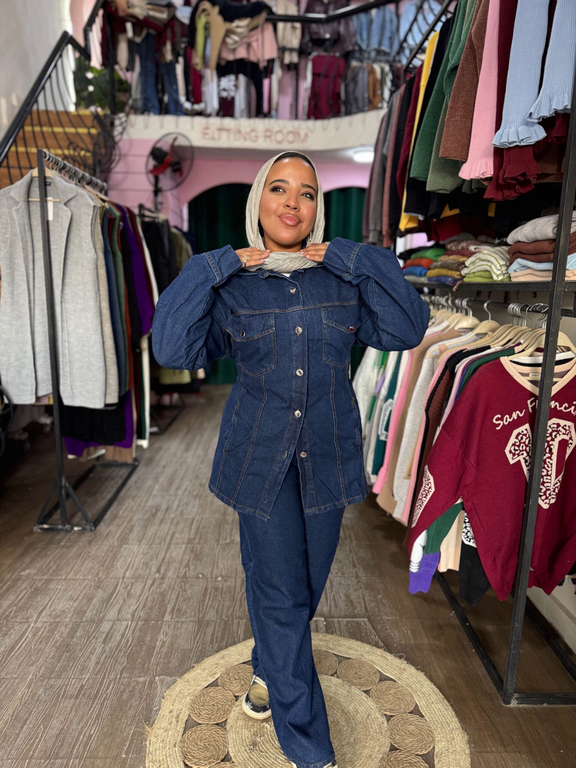 Denim set with buttons