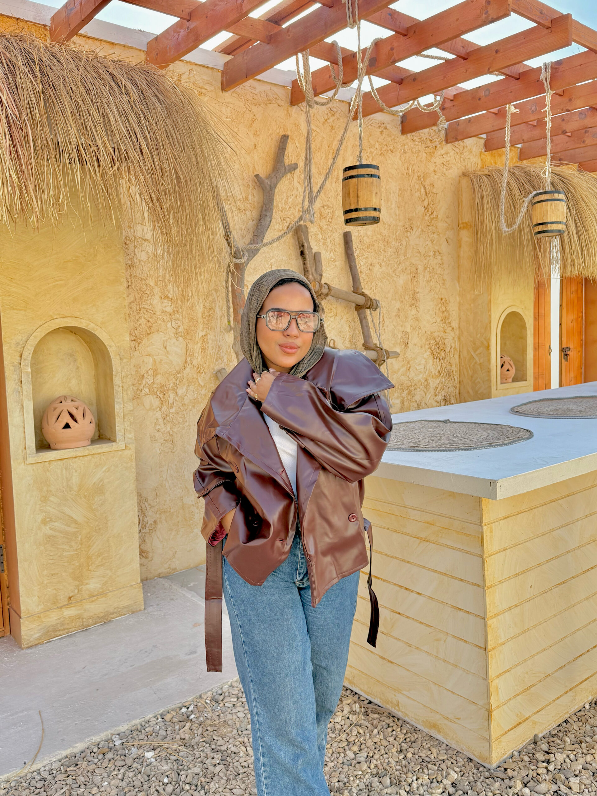 Leather oversized jacket