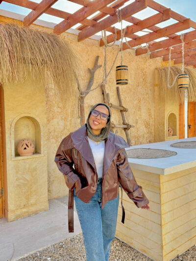 Leather oversized jacket