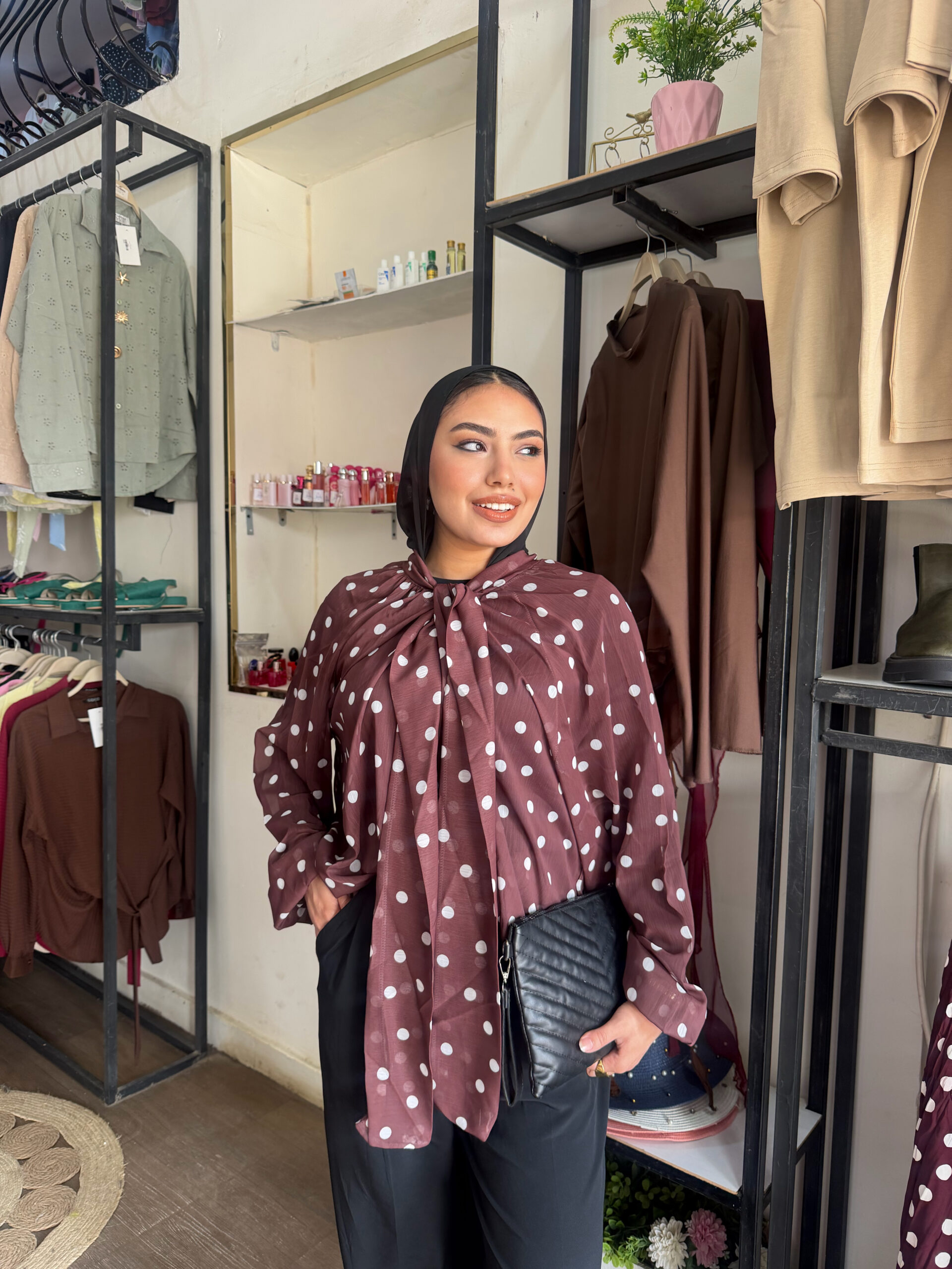 Chiffon polka blouse